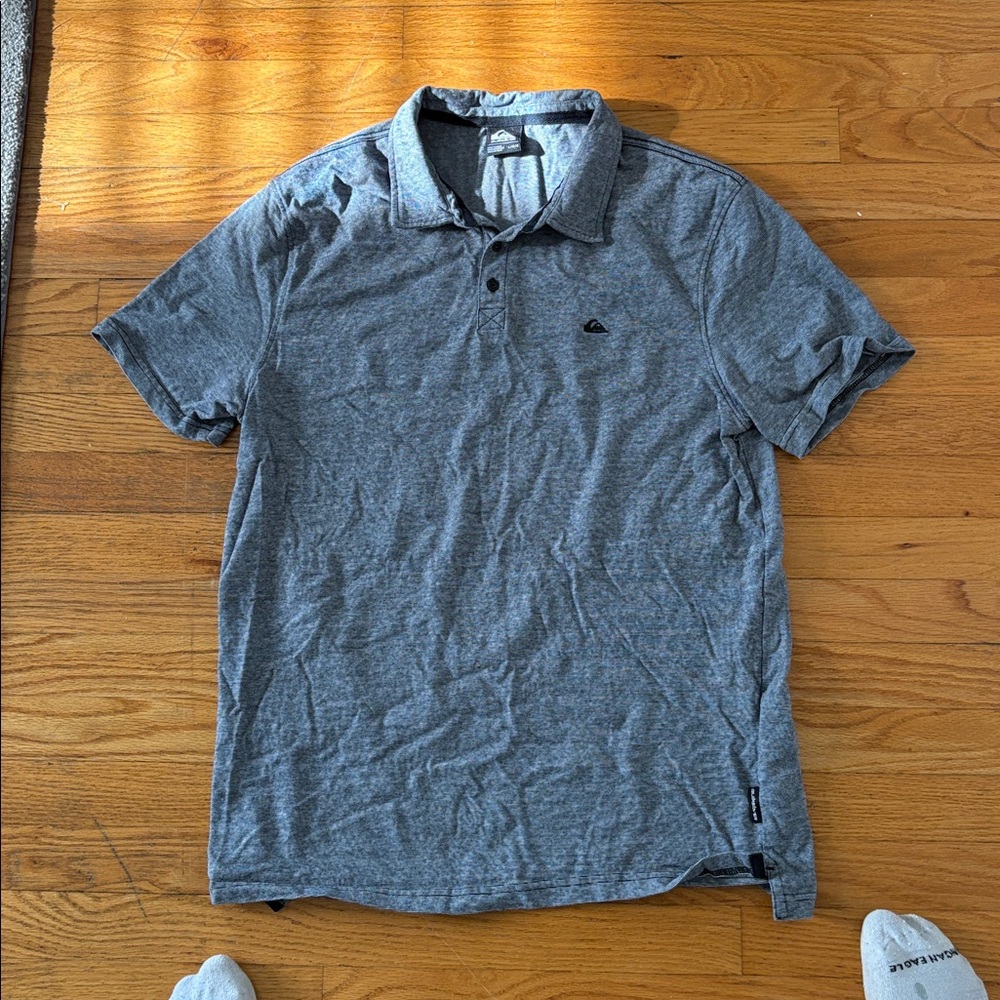 Quiksilver Charcoal and Light Gray Striped Tee